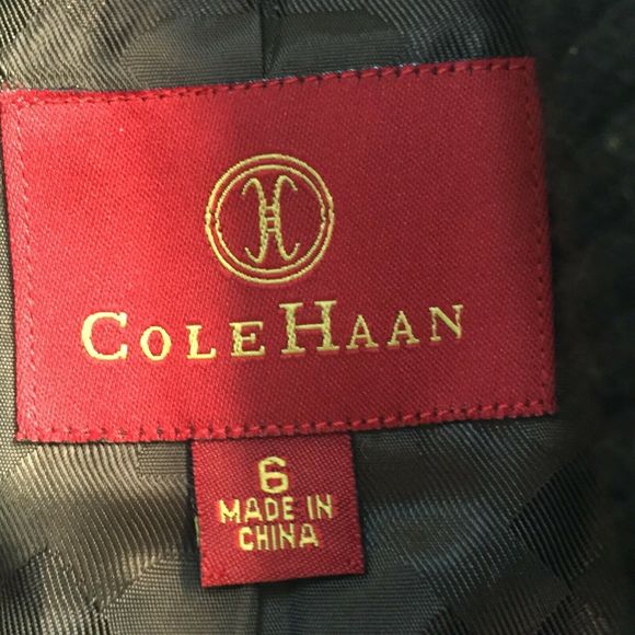 Cole Haan Women Brown Tweed Wool Cashmere Mohair Jacket Goat Suede Trim - Size 6 - Picture 5 of 11